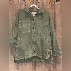 Free People Green Denim Jacket